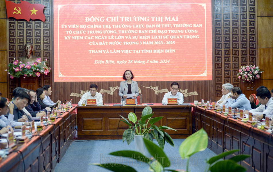 Đồng chí Trương Thị Mai làm việc với Ban Thường vụ Tỉnh ủy