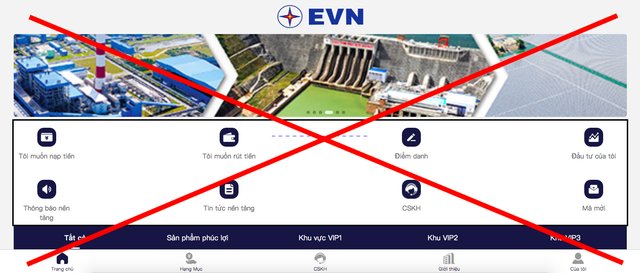 EVN cảnh báo tình trạng trang web giả mạo thương hiệu