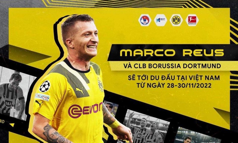 Marco Reus sang Việt Nam du đấu cùng CLB Borussia Dortmund