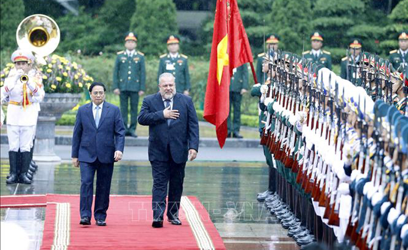 Thủ tướng Phạm Minh Chính chủ trì lễ đón Thủ tướng Cộng hòa Cuba Manuel Marrero Cruz thăm hữu nghị chính thức Việt Nam