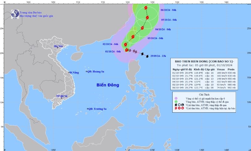 Bão Krathon vào Biển Đông, trở thành cơn bão số 05