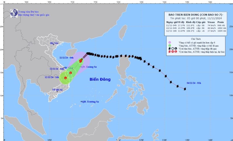 Bão số 7 giảm cường độ, bão Toraji sẽ đi vào Biển Đông vào đêm nay (11/11)