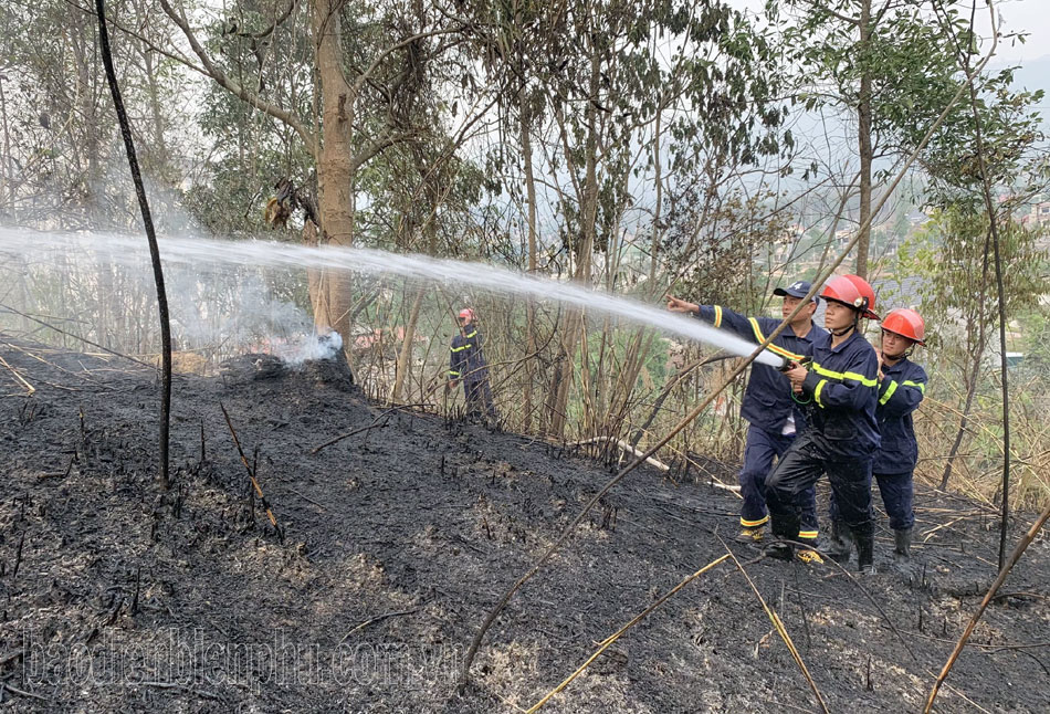Kịp thời dập tắt đám cháy tại tổ 10, phường Noong Bua
